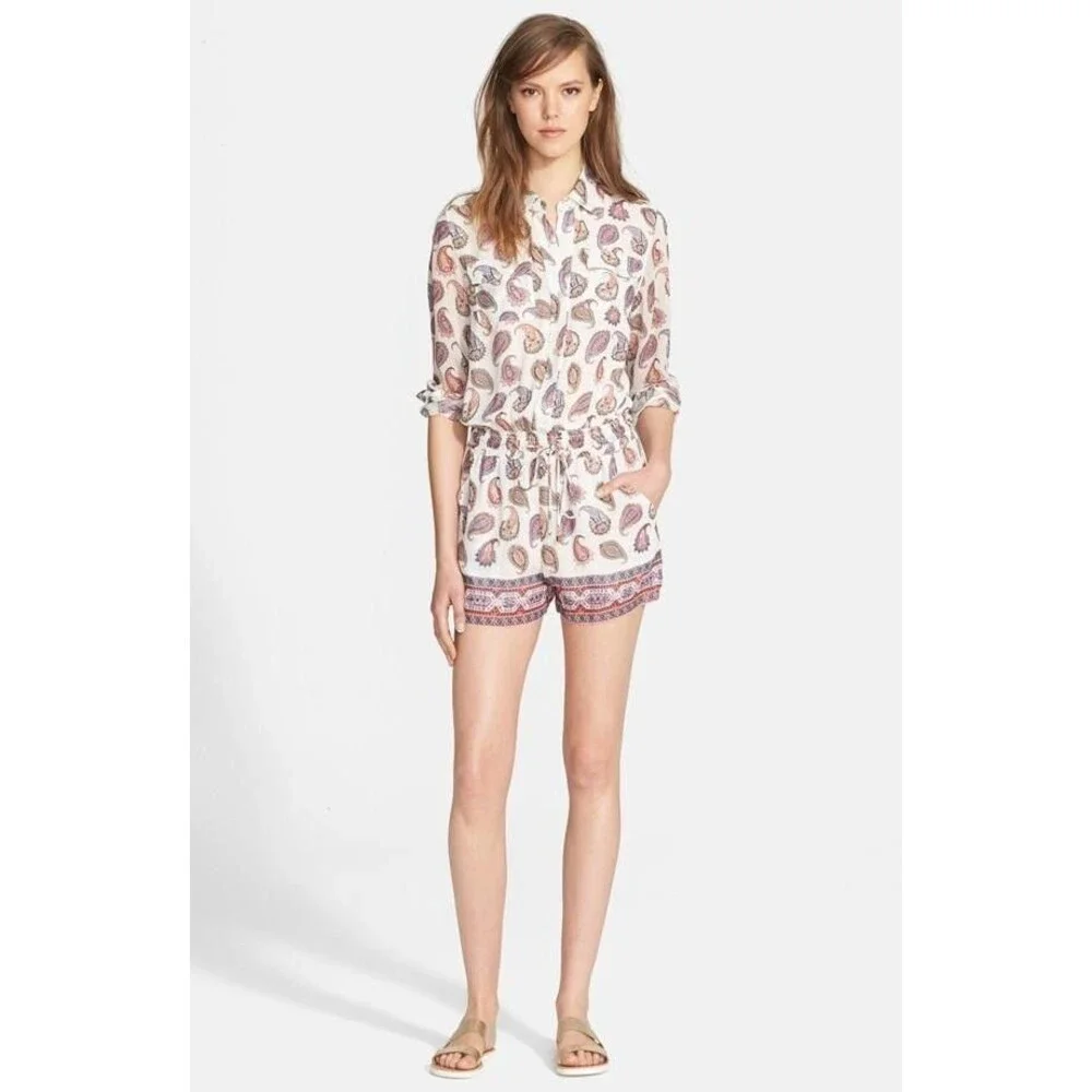 TORY BURCH Brigitte Paisley Print 100% Silk Romper Size S
